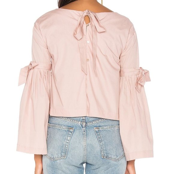 Free People Pink Mauve Bell Sleeve Cotton Blouse So Obviously Yours Flow NWT - Picture 3 of 10